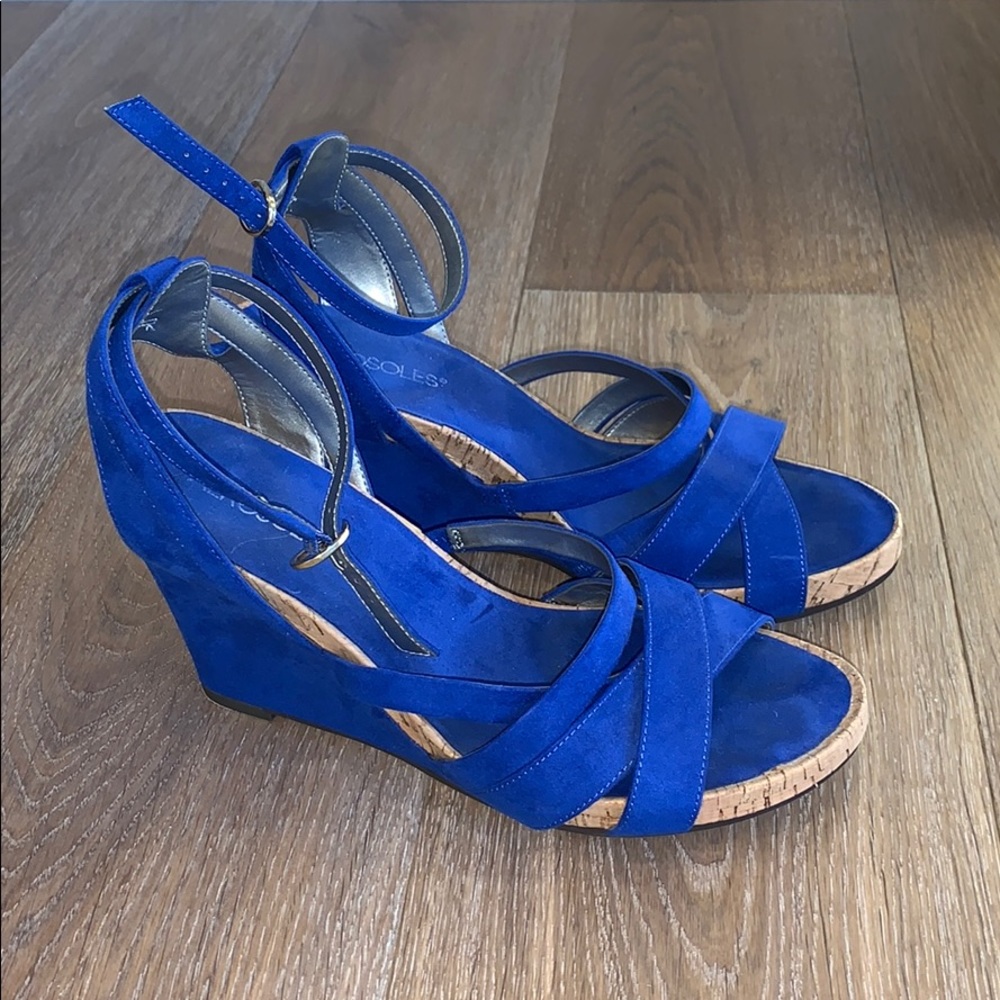 Royal blue velvet heels